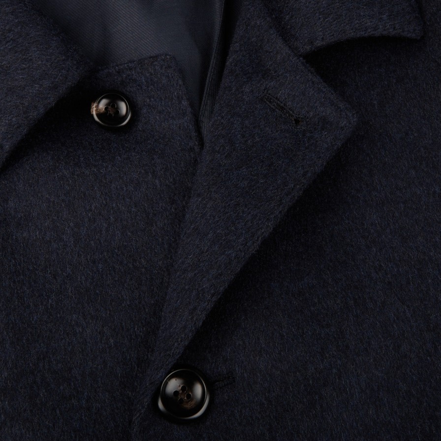 Luigi Bianchi Blue Wool Cashmere Hydro Tech Raglan Coat Online