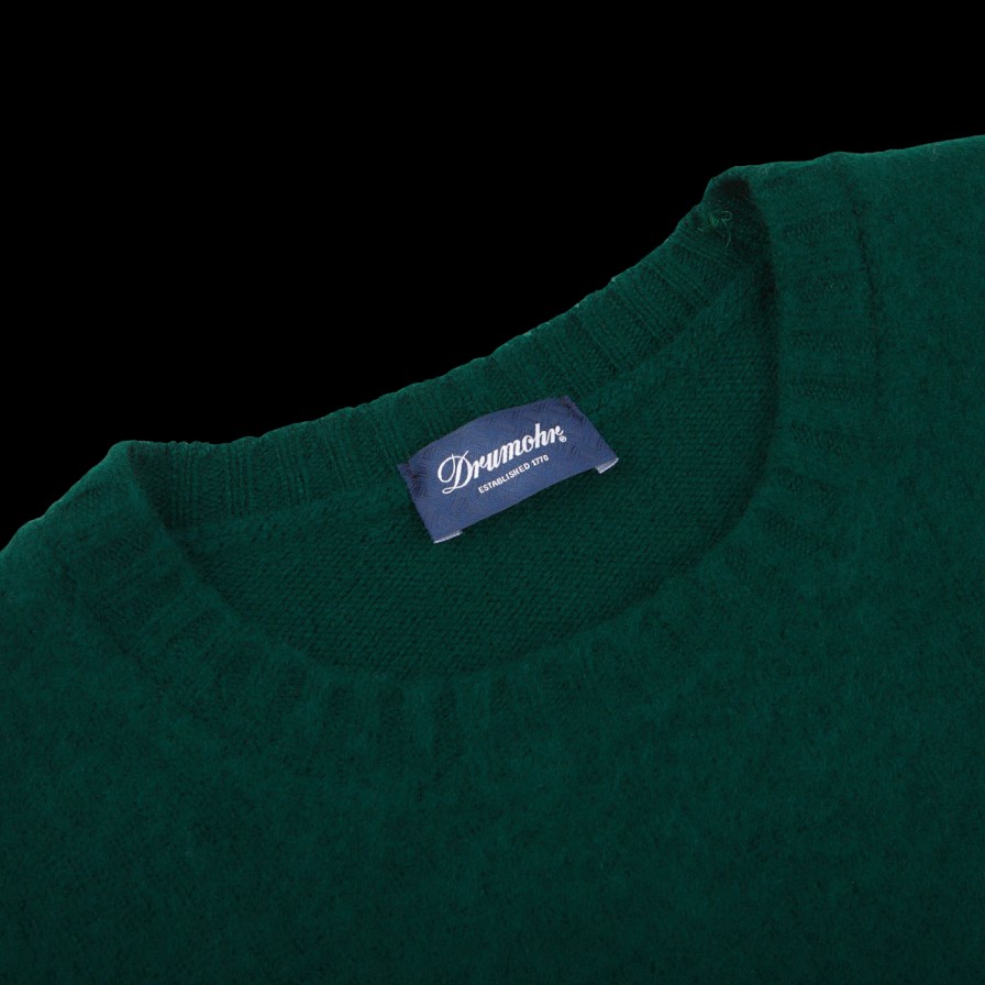 Drumohr Green Brushed Lambswool Crew Neck Sweater New