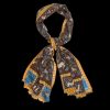 Drake's Brown Wool Silk Unicorn Print Scarf Online