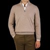 Gran Sasso Beige Melange Cashmere 1/4 Zip Sweater Best