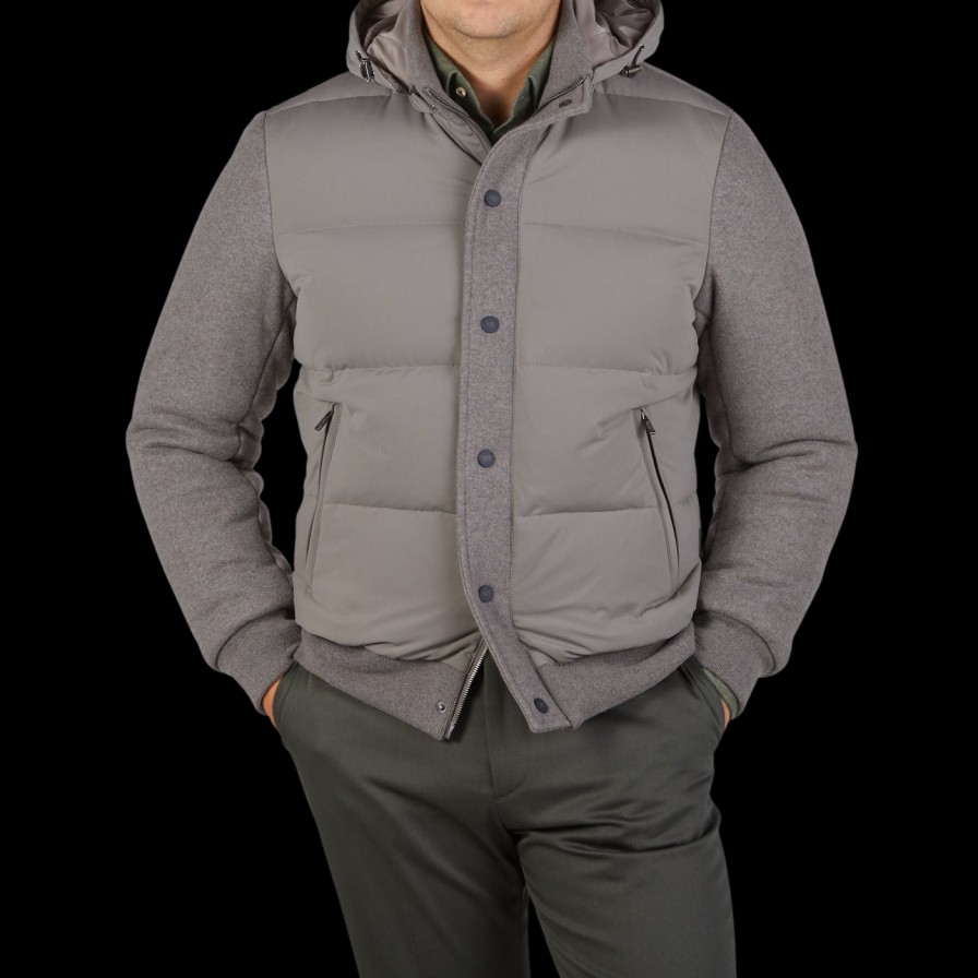 Maurizio Baldassari Grey Felted Cashmere Bomber Jacket Online