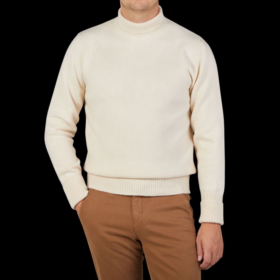 G.R.P Ecru Wool Cashmere Mock Neck Sweater Online