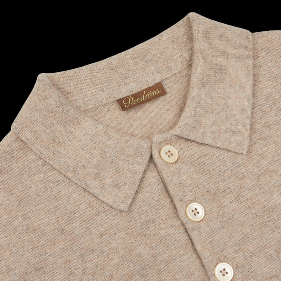 Stenströms Taupe Beige Pure Cashmere Polo Shirt Clearance