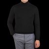 Gran Sasso Black Extra Fine Merino Roll Neck Hot