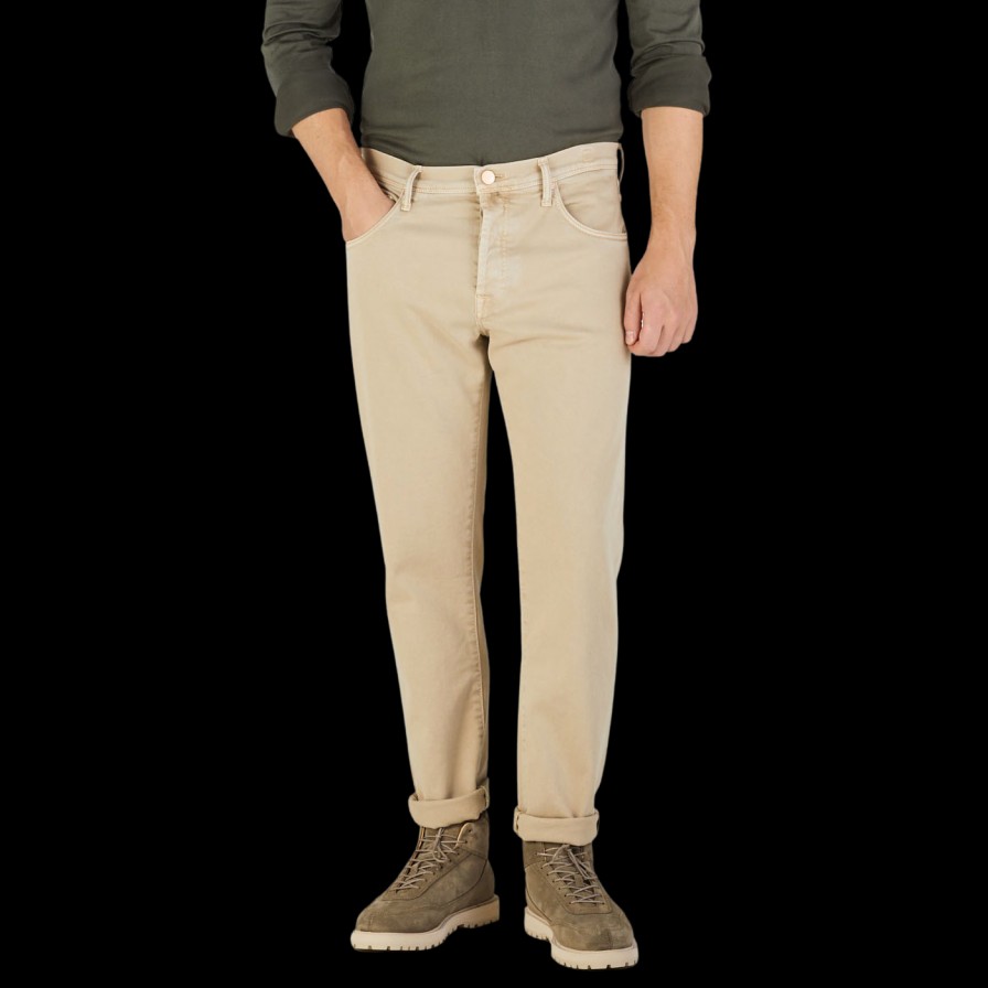 Incotex Khaki Beige Cotton Stretch Five Pocket Jeans Best