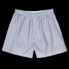 Sunspel Navy Blue Pinstripe Cotton Poplin Boxer Shorts Wholesale