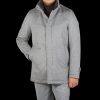 Herno Light Grey Water Repellent Cashmere Car Coat Hot