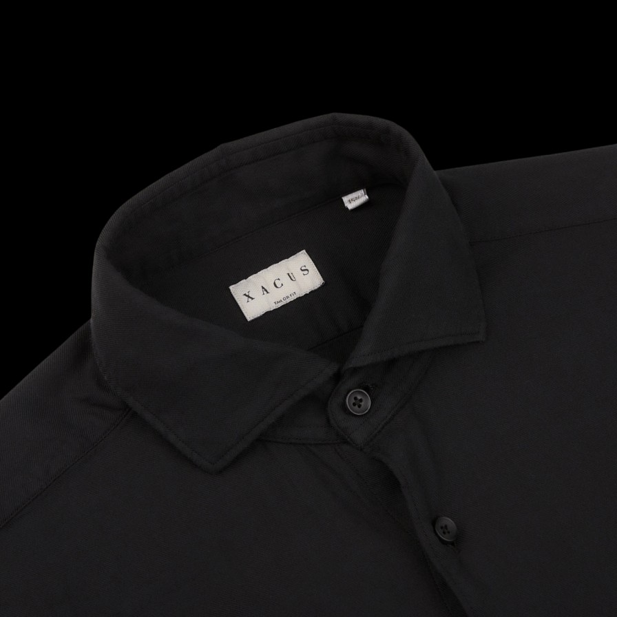 Xacus Black Washed Cotton Twill Casual Shirt New