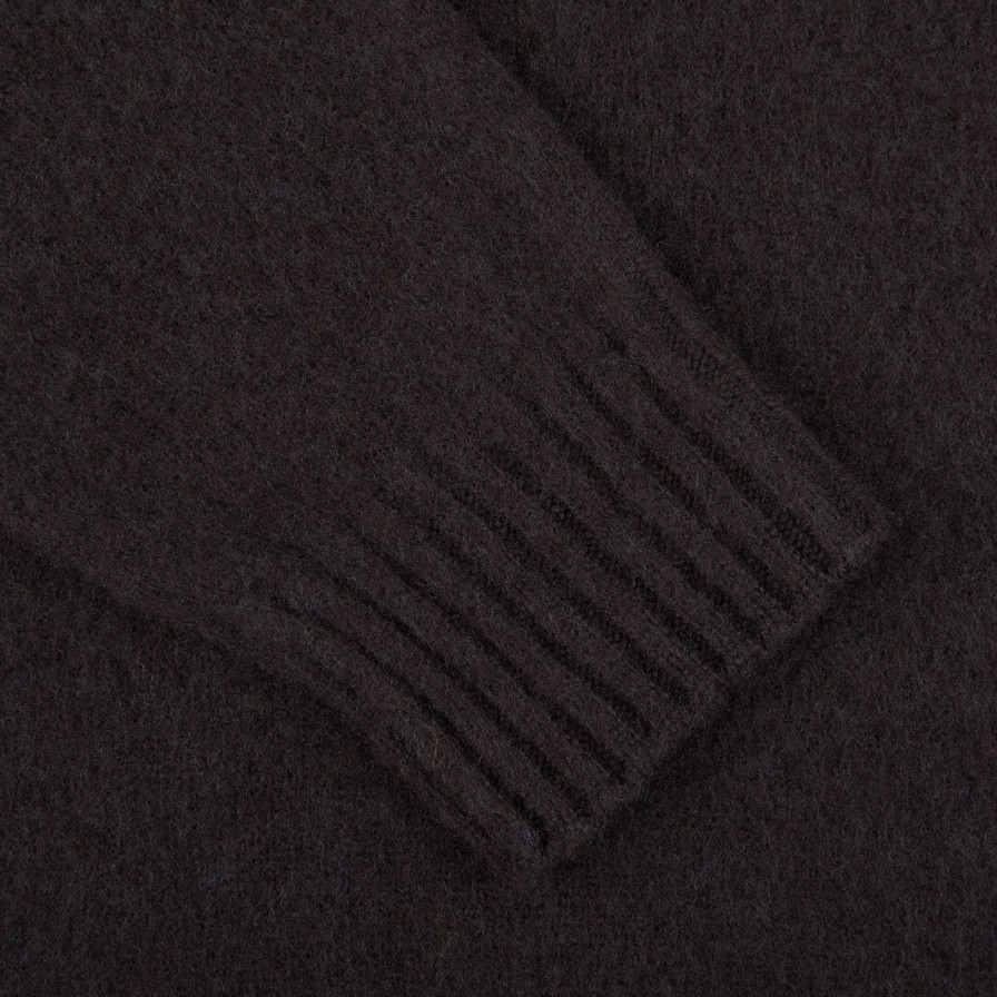 Drumohr Brown Brushed Lambswool Crew Neck Sweater Wholesale