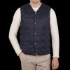 Taion Navy Blue Nylon Down Padded Vest New