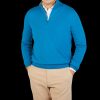 Gran Sasso Hot Blue Cashmere 1/4 Zip Sweater Hot