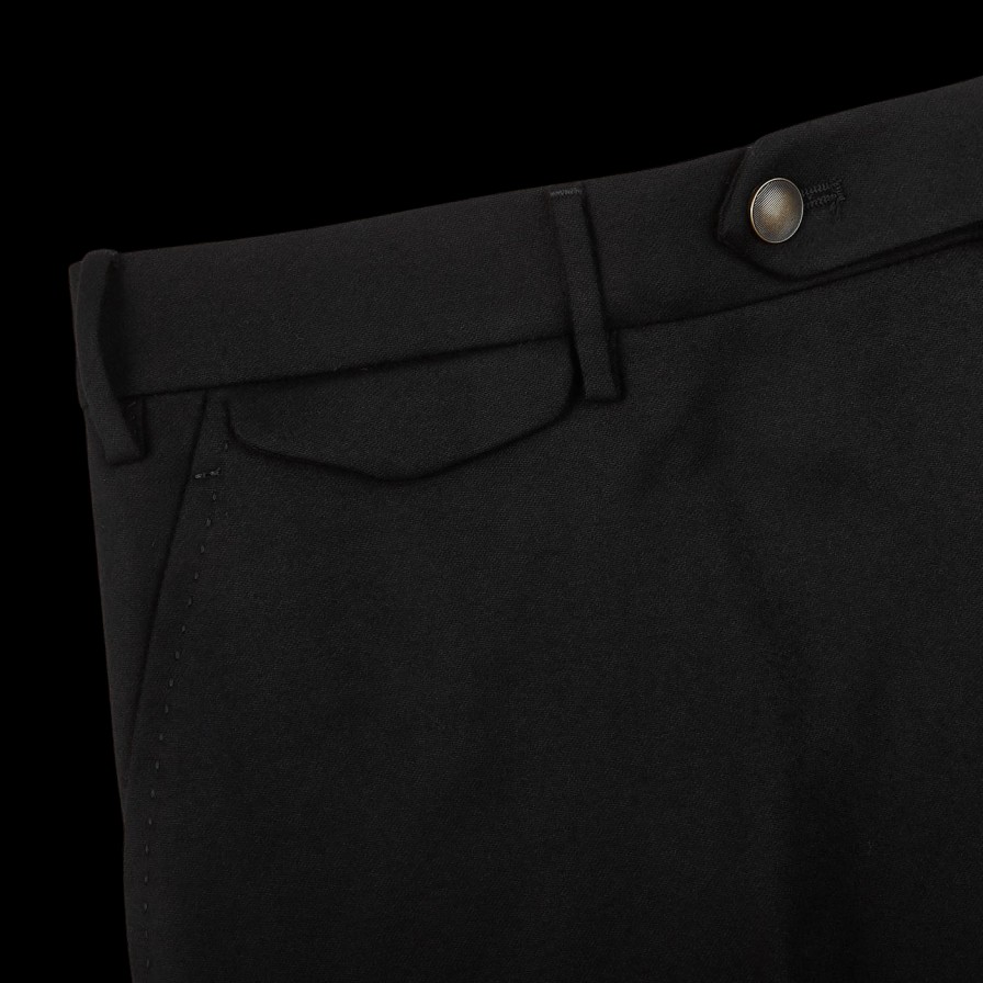 Berwich Black Wool Flannel Flat Front Trousers Best