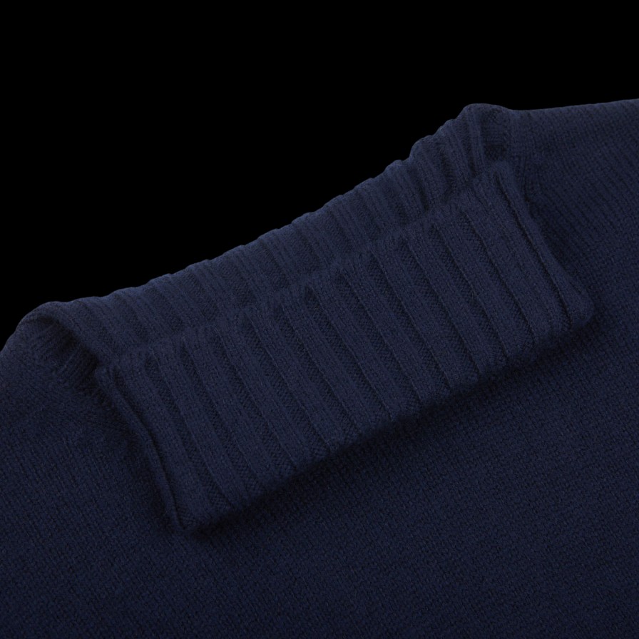 Filippo de Laurentiis Navy Blue Wool Cashmere Rollneck New