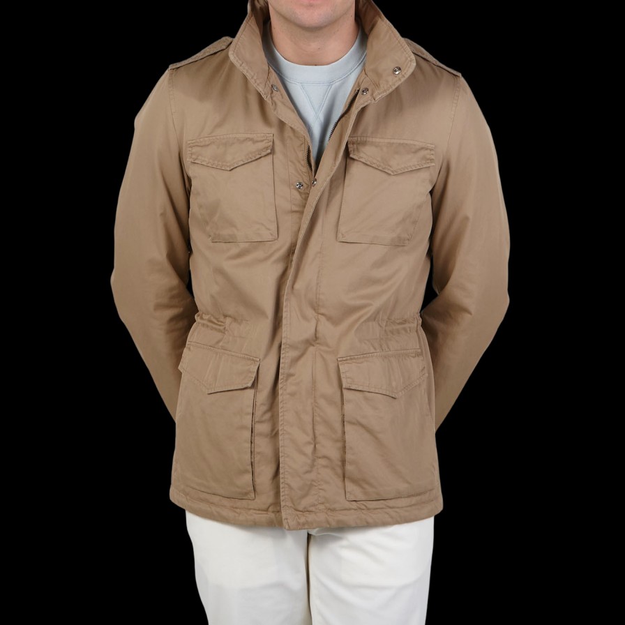 Herno Khaki Washed Cotton Field Jacket Wholesale