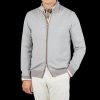 Gran Sasso Light Grey Wool Cashmere Zip Cardigan New