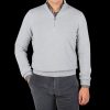 Gran Sasso Light Grey Wool Cashmere 1/4 Zip Sweater Clearance