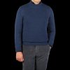 Gran Sasso Blue Wool Blend Mock Neck Sweater Best