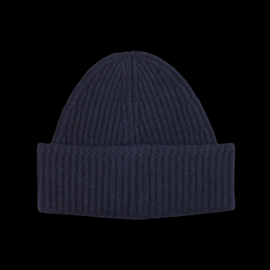 Yacaia Navy Blue Wool Cashmere Beanie New