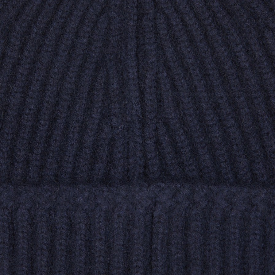 Yacaia Navy Blue Wool Cashmere Beanie New