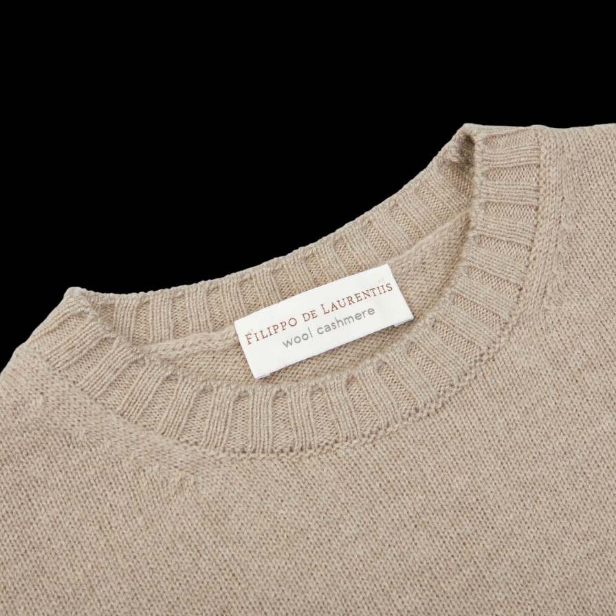 Filippo de Laurentiis Taupe Wool Cashmere Crewneck Sweater Best