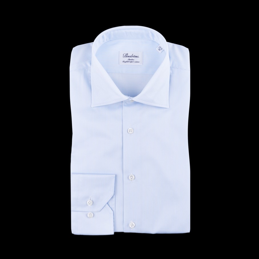 Stenströms Light Blue Striped Slimline Shirt Clearance