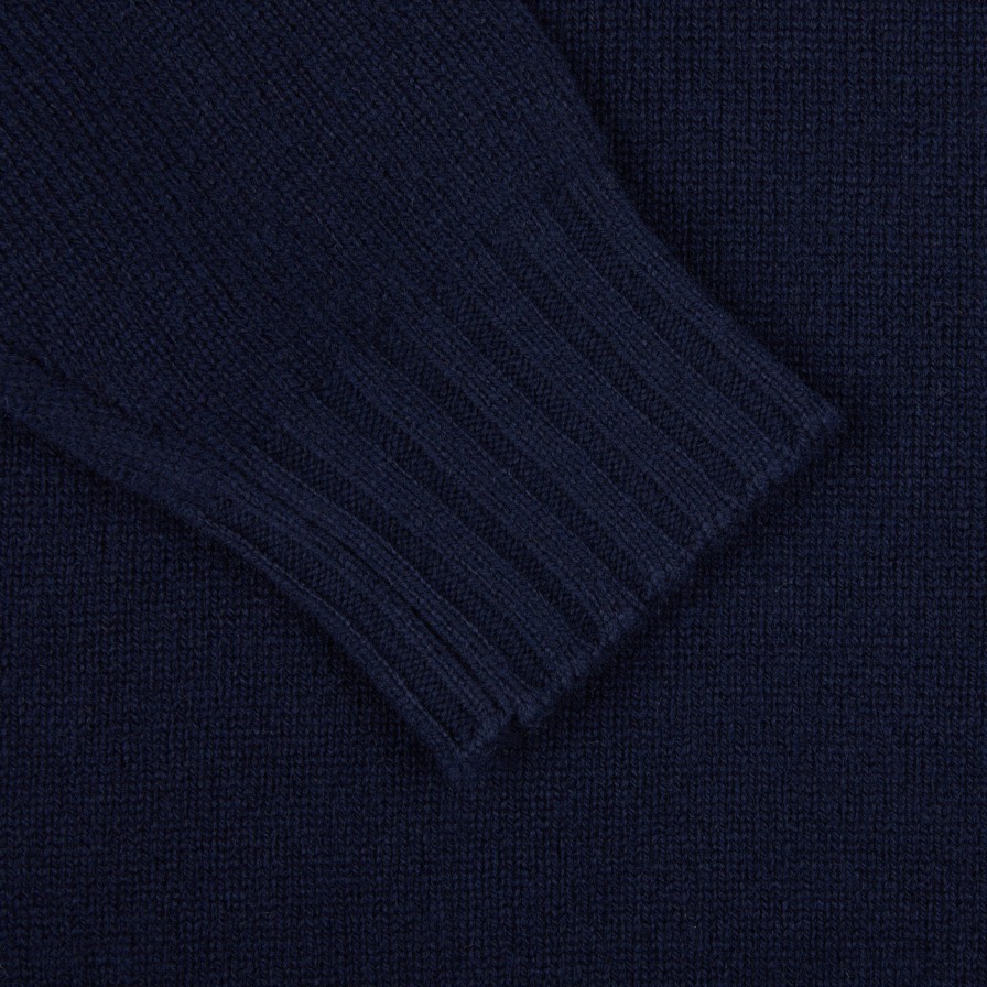 Filippo de Laurentiis Navy Blue Wool Cashmere Crewneck Sweater Clearance