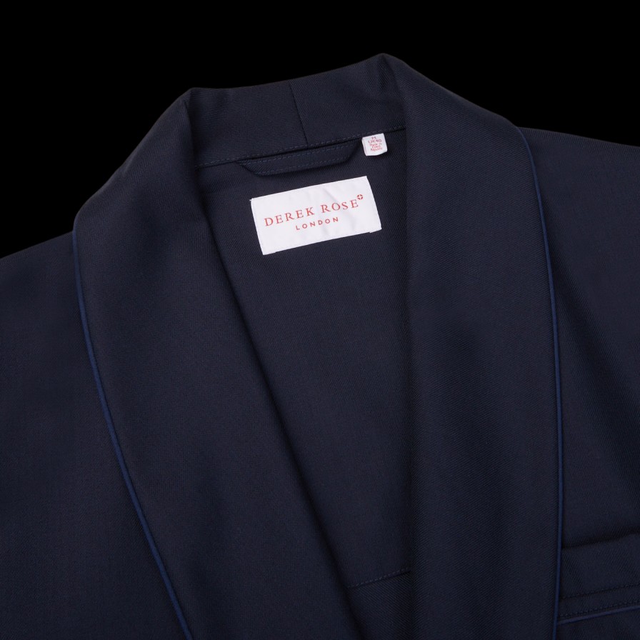 Derek Rose Navy Blue Wool Twill Westminister Gown Best