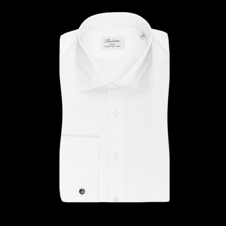 Stenströms White Slimline Double Cuff Shirt Clearance