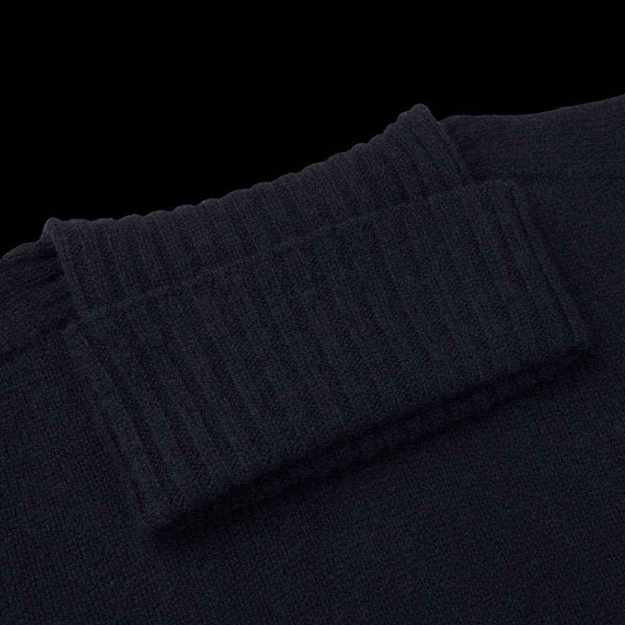 Altea Navy Blue Wool Cashmere Rollneck New