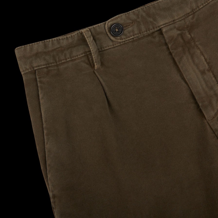 Massimo Alba Moss Green Cotton Moleskin Trousers Online