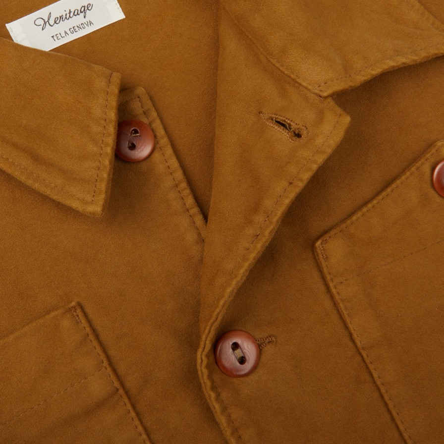 Tela Genova Mustard Yellow Brushed Cotton Leo Overshirt Clearance