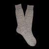 Bresciani Brown Melange Ribbed Linen Socks New