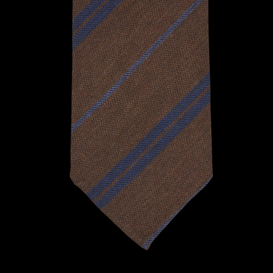 Gierre Milano Brown Striped Wool Silk Unlined Tie Online