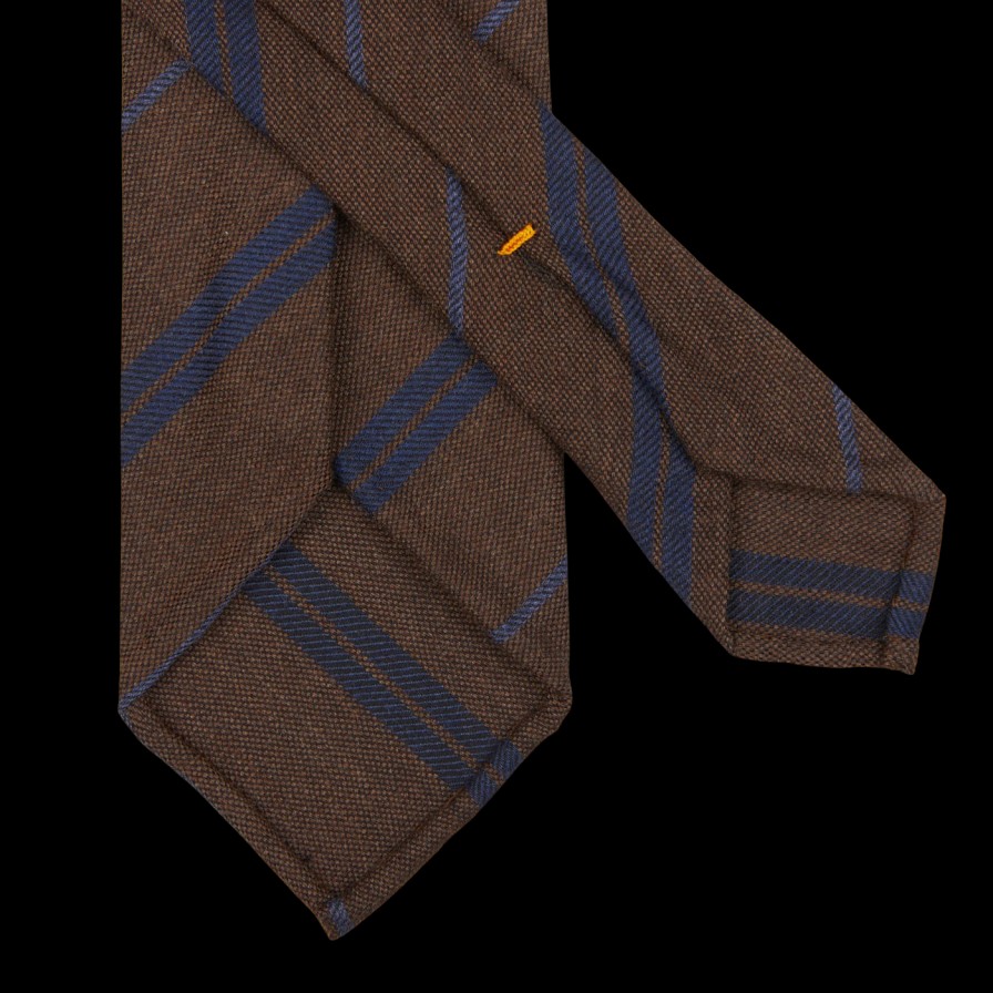 Gierre Milano Brown Striped Wool Silk Unlined Tie Online