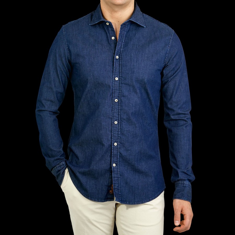 Stenströms Blue Denim Cutaway Slimline Shirt Online