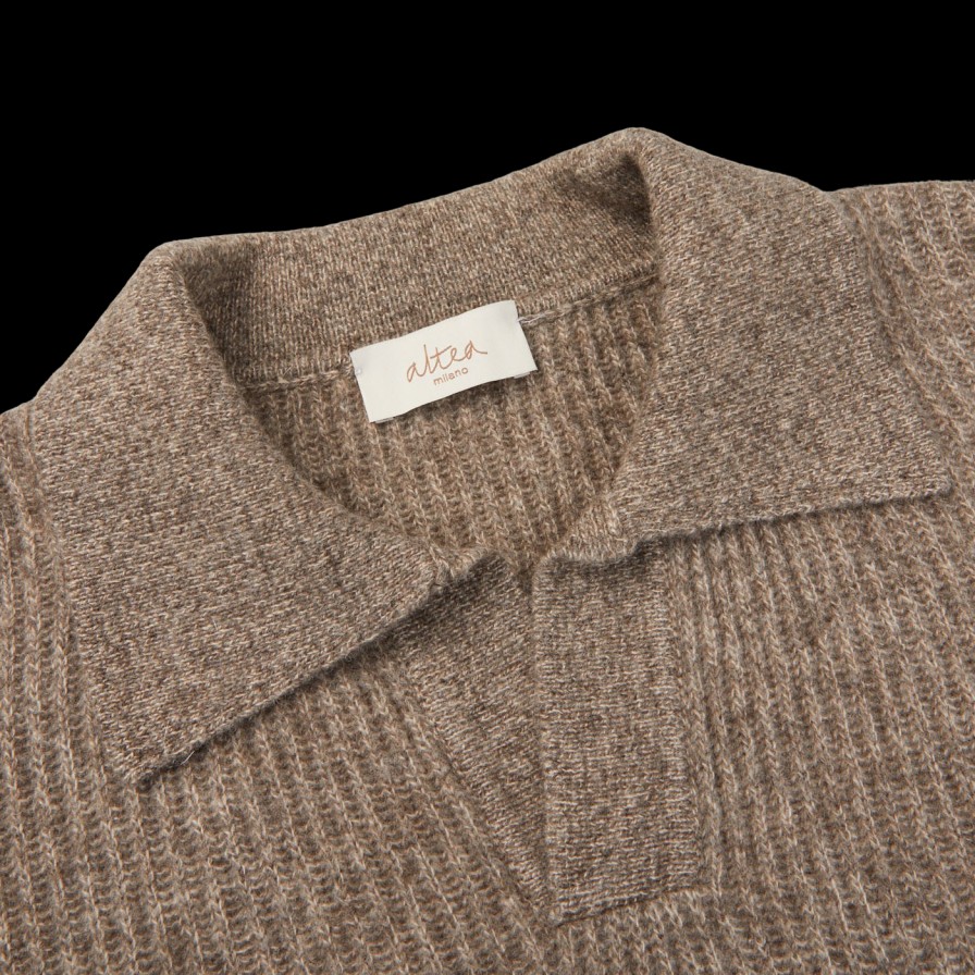 Altea Taupe Melange Wool Cashmere Ls Polo Best