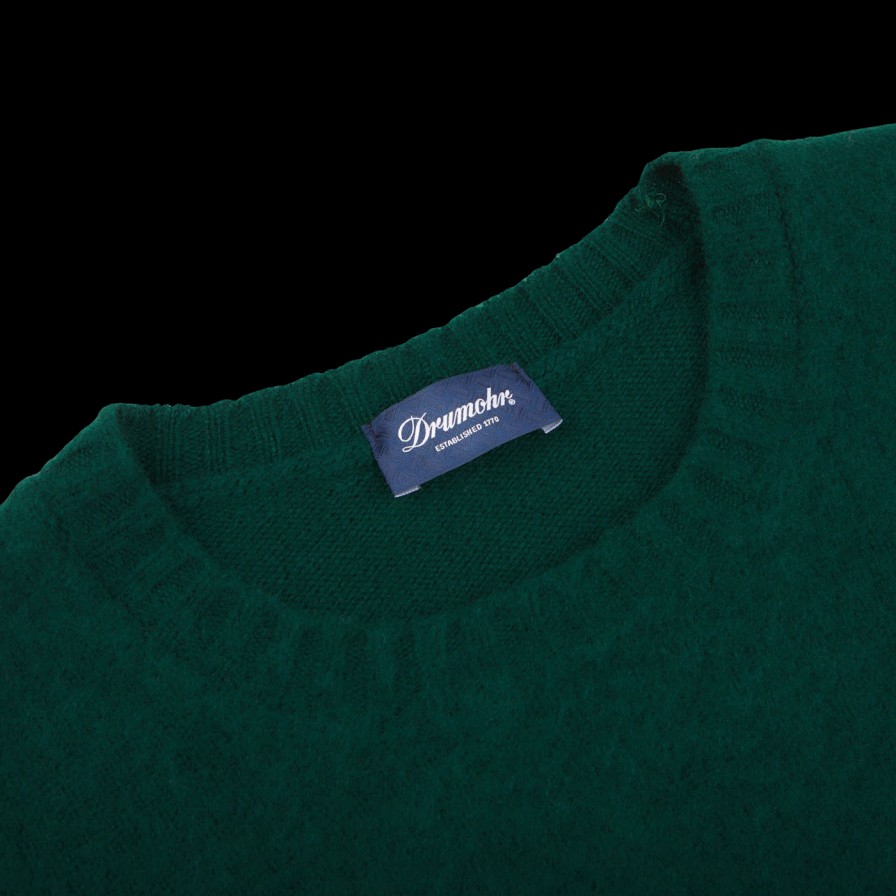 Drumohr Green Brushed Lambswool Crew Neck Sweater Hot