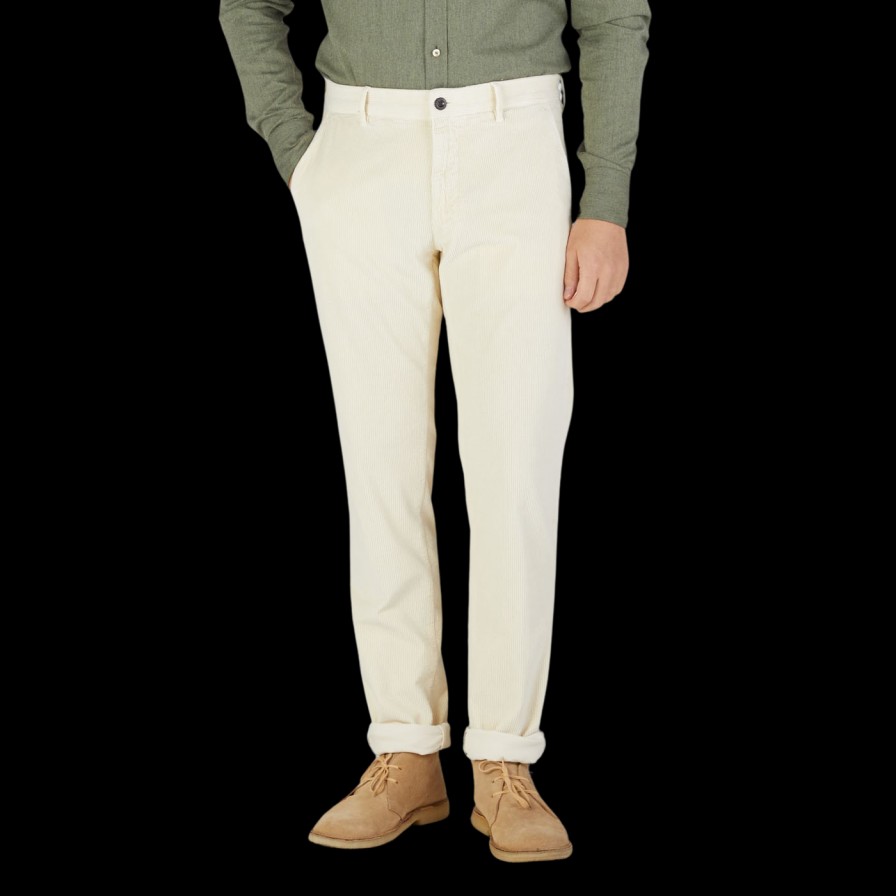 Incotex Cream Beige Cotton Corduroy Slacks Chinos Clearance