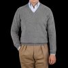 Alan Paine Grey Melange Lambswool V-Neck Clearance