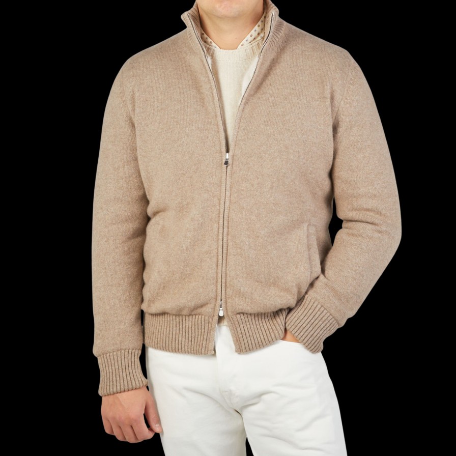 Gran Sasso Beige Faux Fur Lined Cashmere Blouson New