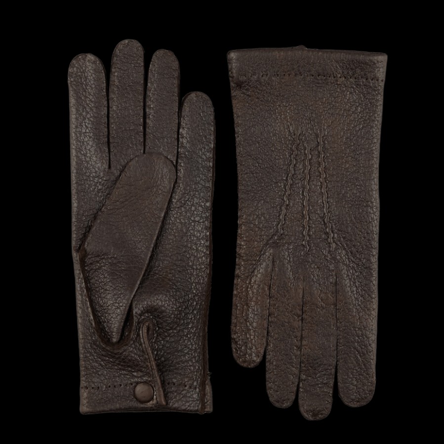 Hestra Espresso Peccary Unlined Palm Button Gloves Online