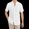 Stenströms White Linen Fitted Body Short Sleeve Shirt Clearance