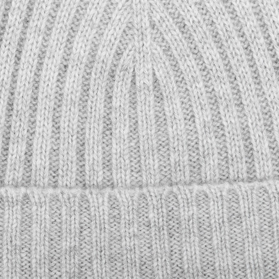 Amanda Christensen Light Grey Ribbed Cashmere Beanie Best