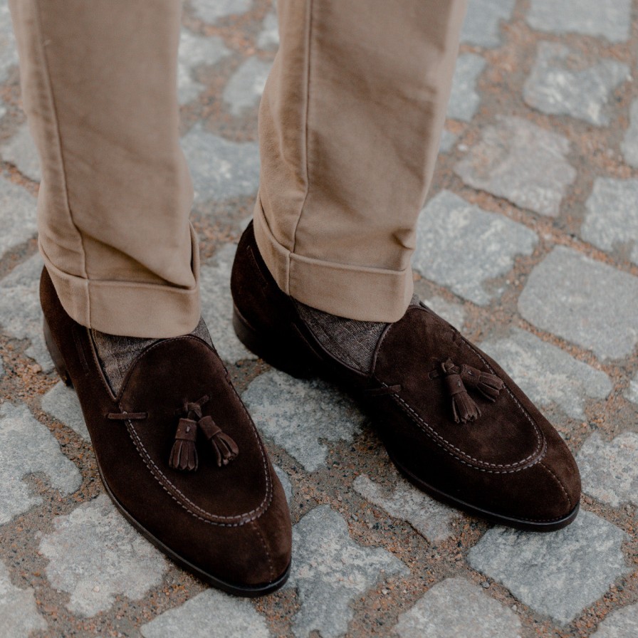 Carmina Brown Suede Forest Tassel Loafers Clearance