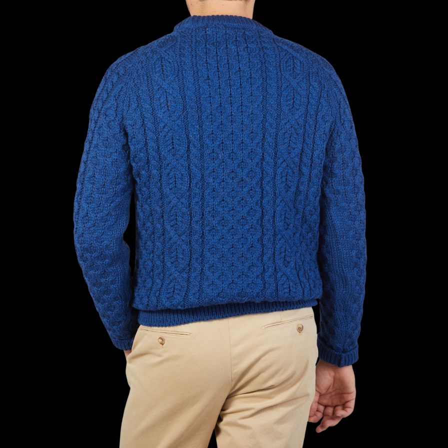 Peregrine Cobalt Blue Merino Wool Hudson Aran Jumper New