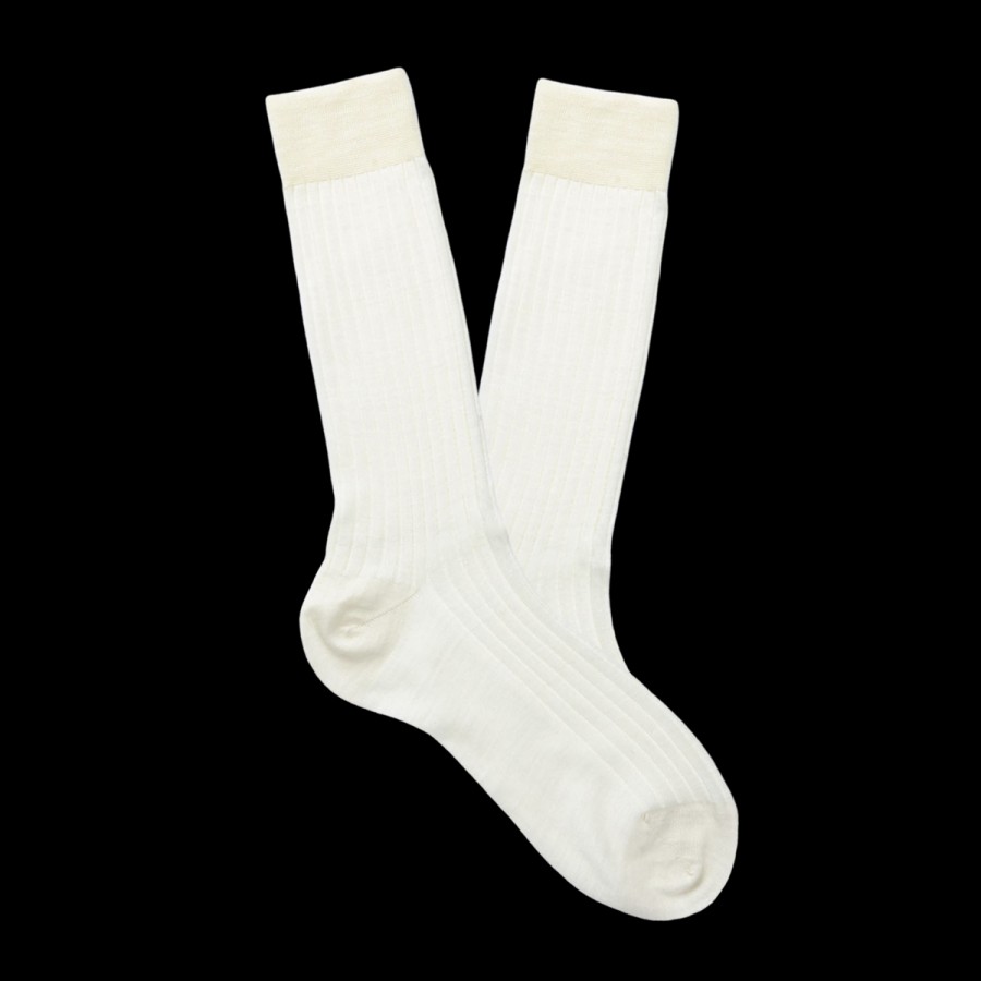 Bresciani Off White Ribbed Wool Nylon Socks Hot