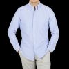 Glanshirt Blue Melange Cotton Oxford Bd Regular Shirt Online