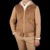 Gran Sasso Camel Wool Alcantara Front Padded Jacket Best