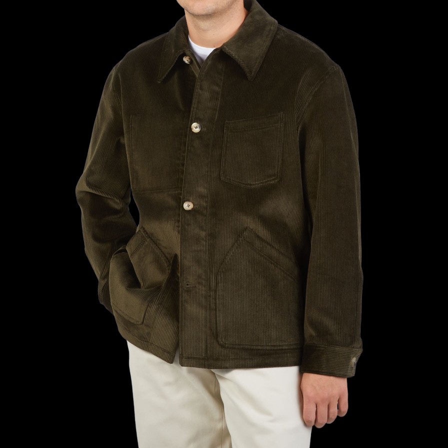 De Bonne Facture Green Cotton Corduroy Maquignon Jacket Online