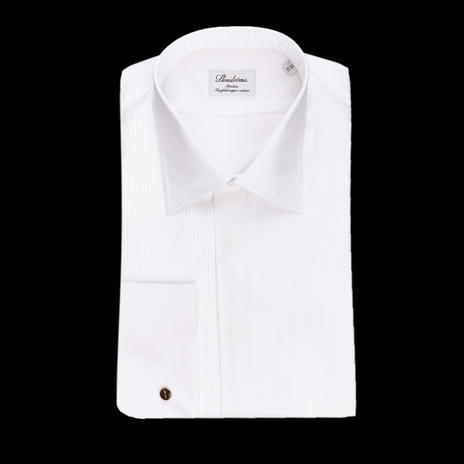 Stenströms White Slimline Fly Front Tuxedo Shirt Best